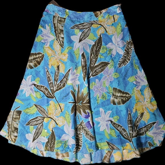 Laura Ashley 100% Silk Floral Leaf Patern A-Line Skirt Size 10 P - Picture 6 of 10